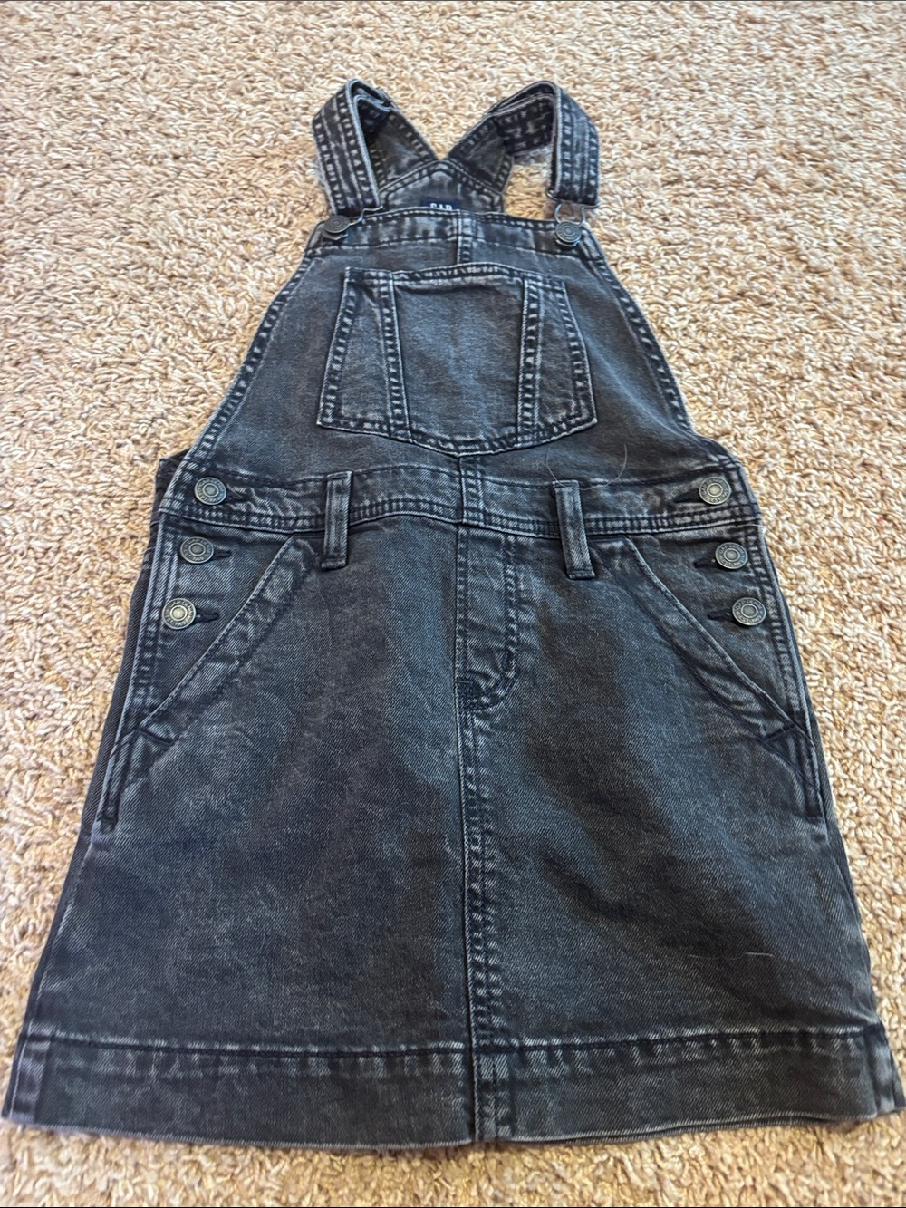 GAP Black Washed Denim Pinafore Dress